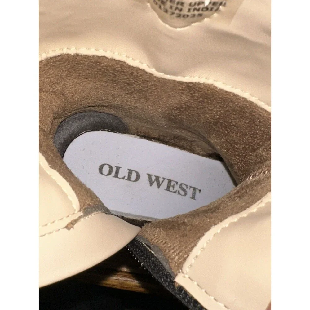 Old West Western Boots Baby Girl Zip Leather Heavy Stitch Burnt Tan BSI1958 LkNw